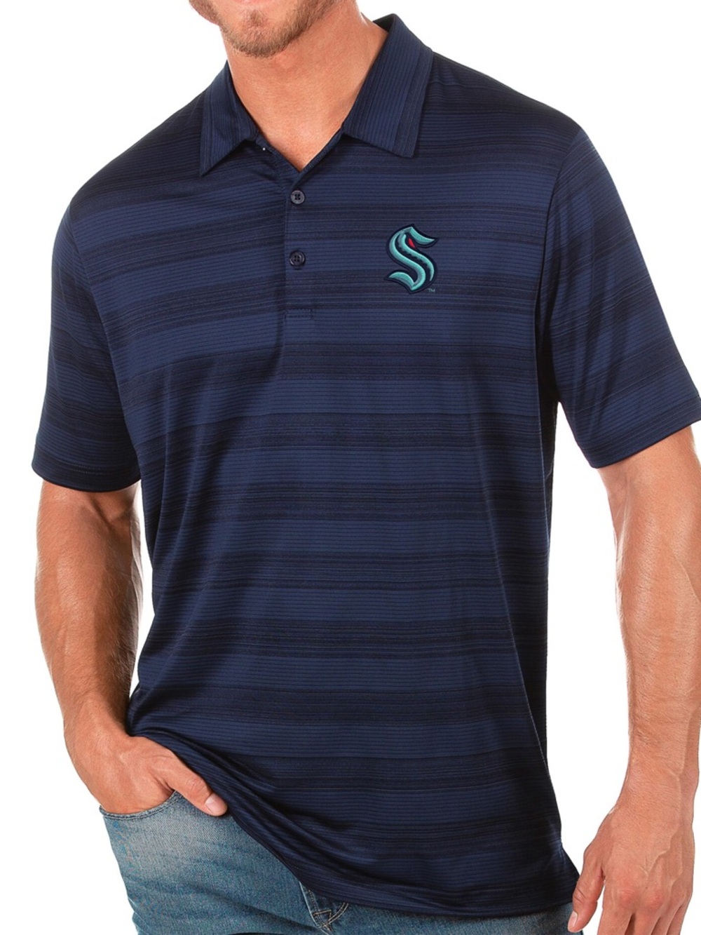 Men's Seattle Kraken Antigua Navy Compass Polo